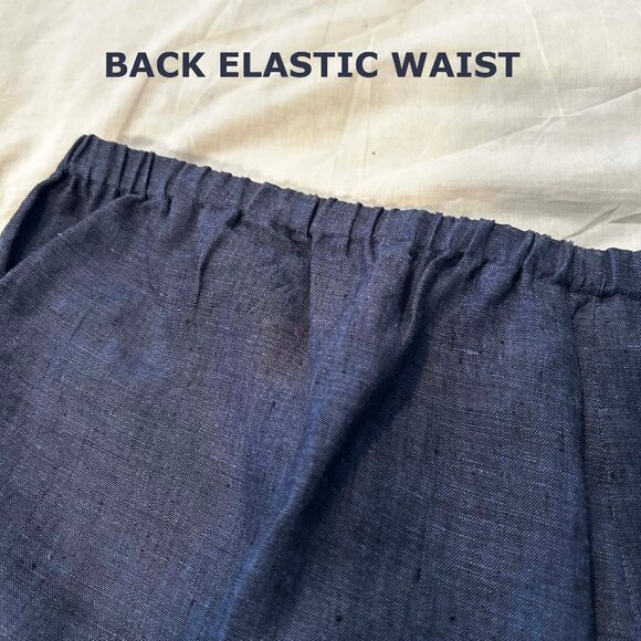 100% FINE LINEN PANTS, CHARCOAL BLUE, SIZE 24, HIDDEN FRONT FLY, TWO POCKETS - Picture 3 of 14